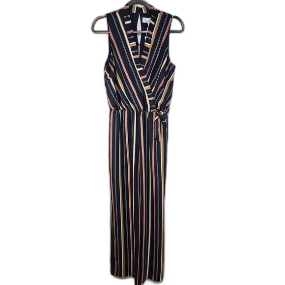 NWT Adelyn Rae Multi Stripe Blue Sleeveless Jumpsuit Size S - Picture 2 of 8